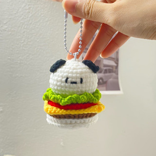 Móc khoá hamburger cún bằng len