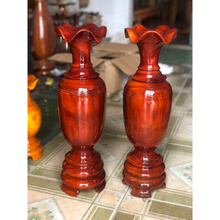 Lục bình gỗ xoan đào một cặp kt 50*15cm
