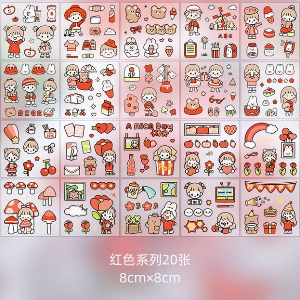 MIếng Dán Sticker 2D cute trang trí dán tập vở, máy tính, bình nước, bút nước,kệ bút,hộp mỹ phẩm 2D