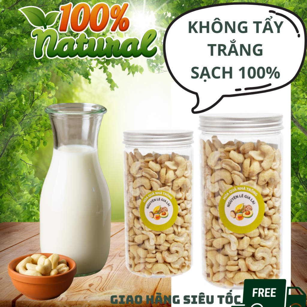 Hạt Điều Sữa Organic ( màu nguyên bản không tẩy trắng) Nấu Sữa Siêu Ngon, vị béo ngậy đựng hộp hoặc túi hút chân không