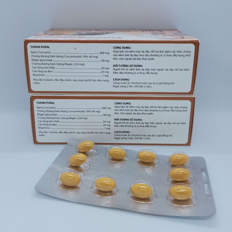 Nano Curcumin Paris - Tam Thất - Xạ Đen - Bảo Vệ Niêm Mạc Dạ Dày - Viêm Loét Dạ Dày