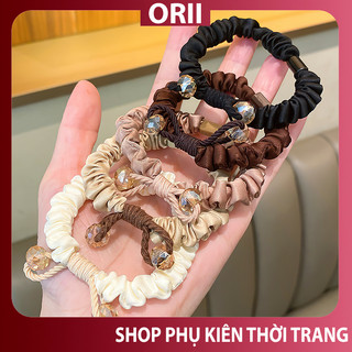 Cột Tóc Scrunchies vải thun Đẹp - Dây Buộc Tóc Scrunchie Set Dễ Thương Giá Rẻ nhiều màu nâu,màu trắng .mã bt 8