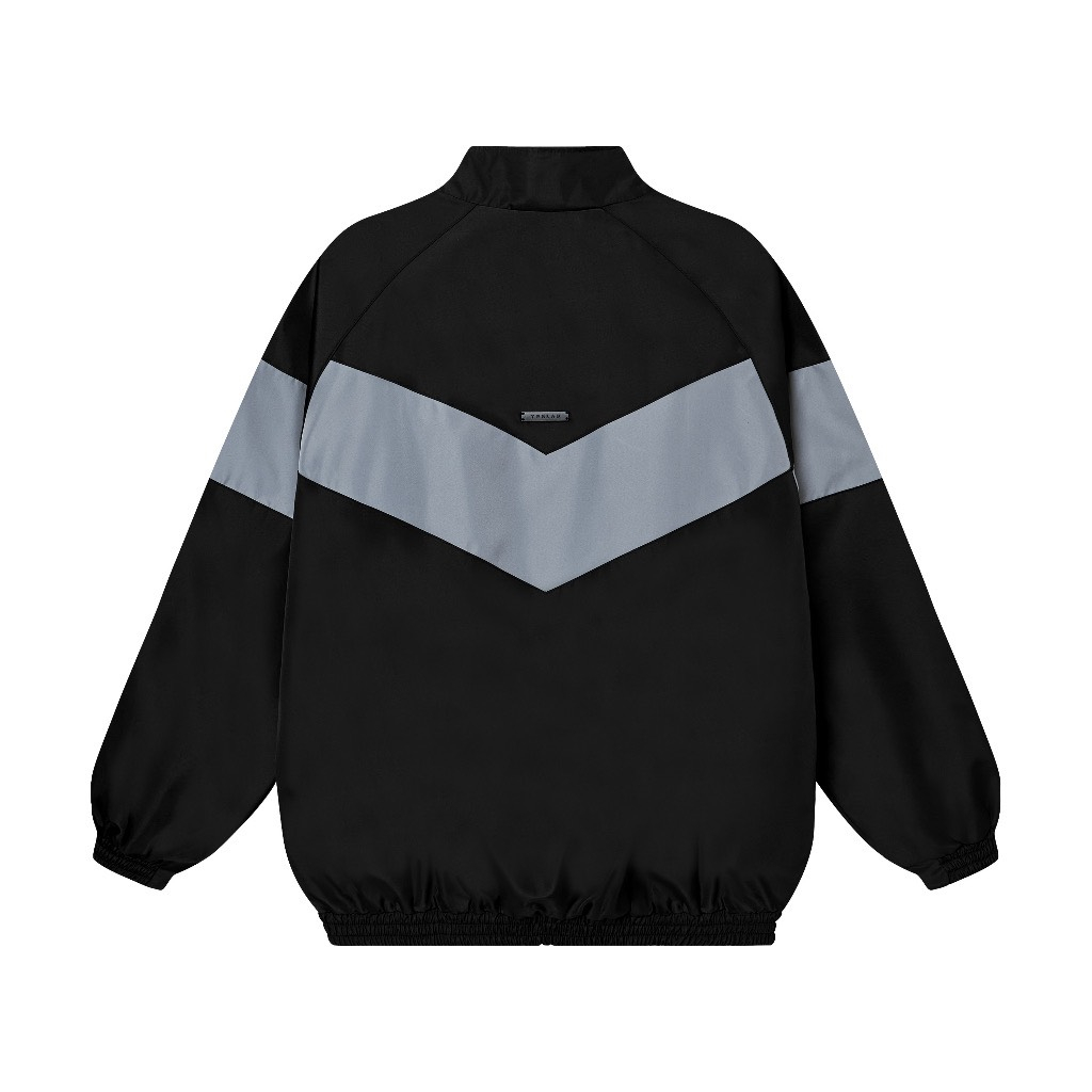 Áo khoác dù Teelab phối chéo đen xám, Áo khoác gió nam nữ Unisex 2 lớp