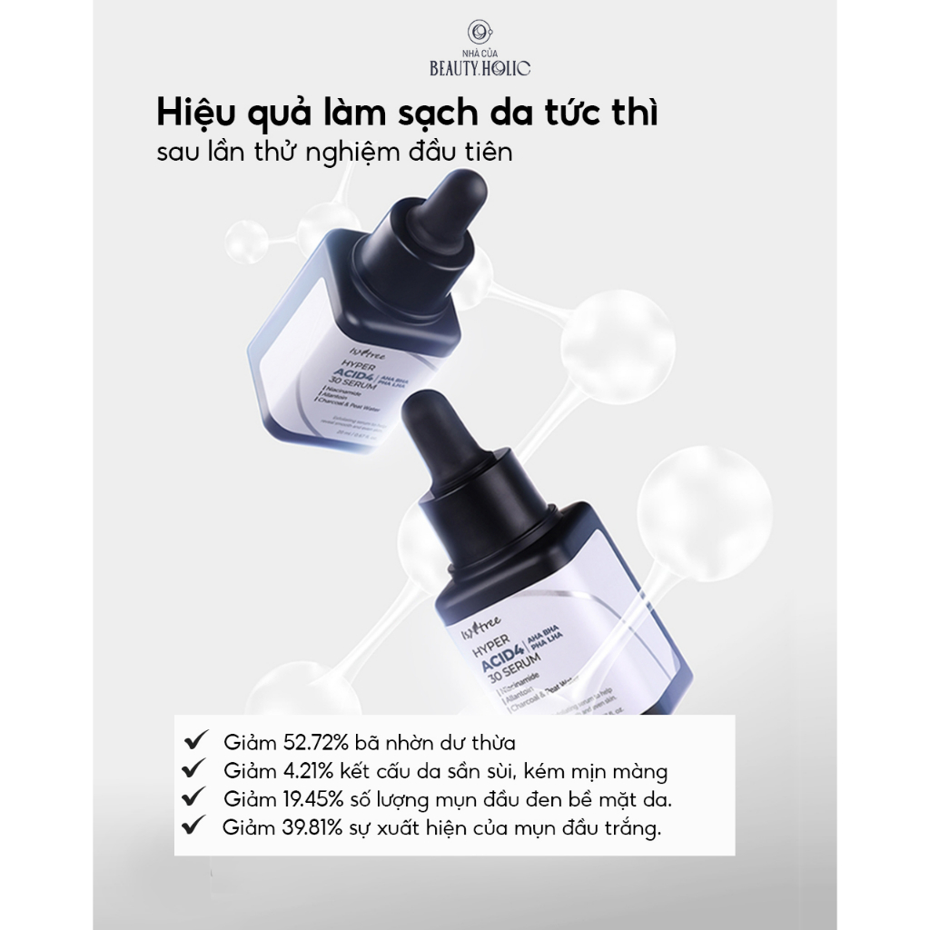 Serum peel tẩy da chết ISNTREE HYPER ACID4 AHA BHA PHA LHA 30 SERUM