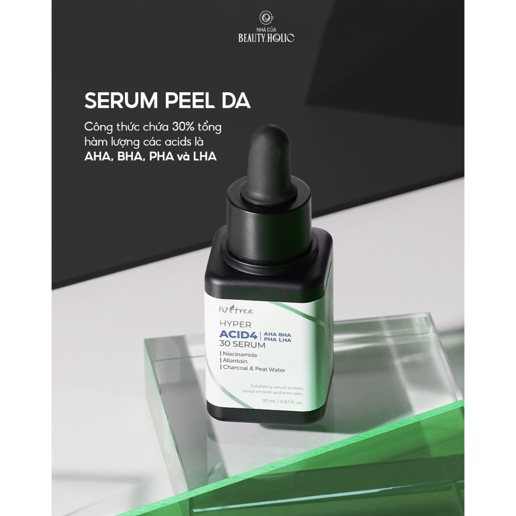 Serum peel tẩy da chết ISNTREE HYPER ACID4 AHA BHA PHA LHA 30 SERUM