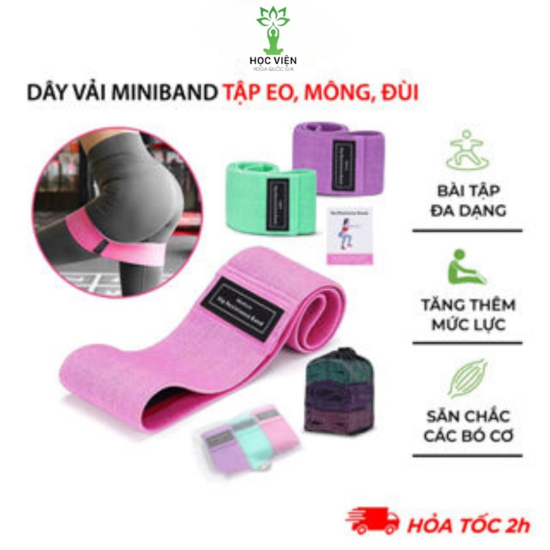 Dây kháng lực MiniBand Bộ 3 dây YOGA QG, Đa Năng Hỗ Trợ Tập Yoga, Tập Mông, Tập Chân, Thể Dục, Thể Hình