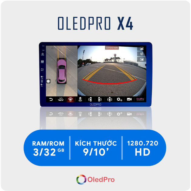 MÀN HÌNH DVD ANDROID OLEDPRO X4, X4S Ram 4GB-32GB Chip 8 Nhân - Tặng kèm Vietmap S2
