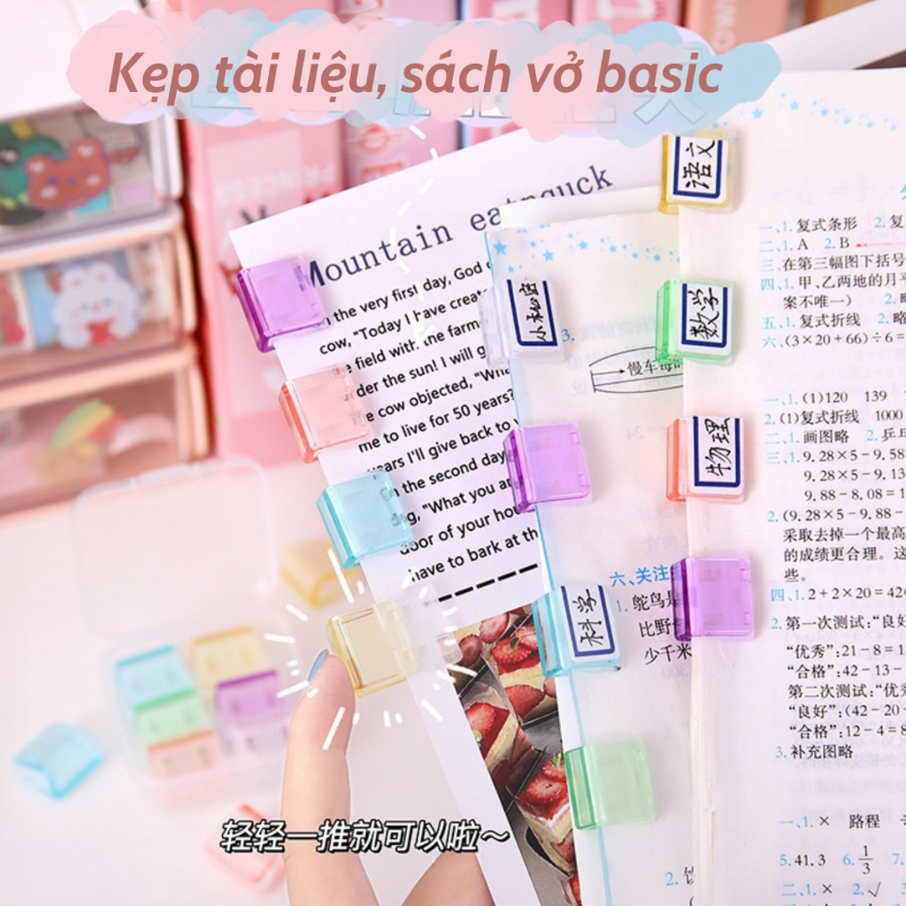 Kẹp tài liệu, giấy BASIC nhiều màu kiểm tra Harajuku dê thương