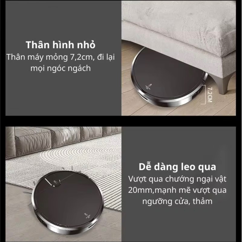 Robot Hút Bụi Lau Nhà K-003 PRO Thông Minh,Lực Hút Mạnh Mẽ, Cảm Biến Tự Động, Chống Va Đập. Đổi Mới 30 ngày, BH 5 năm