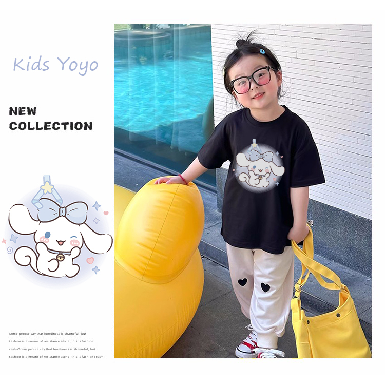 Áo thun bé gái Kids YoYo áo ngắn tay chất cotton mềm mịn thoáng mát Cinnamoroll Trang chủ 2-12 tuổi T0035
