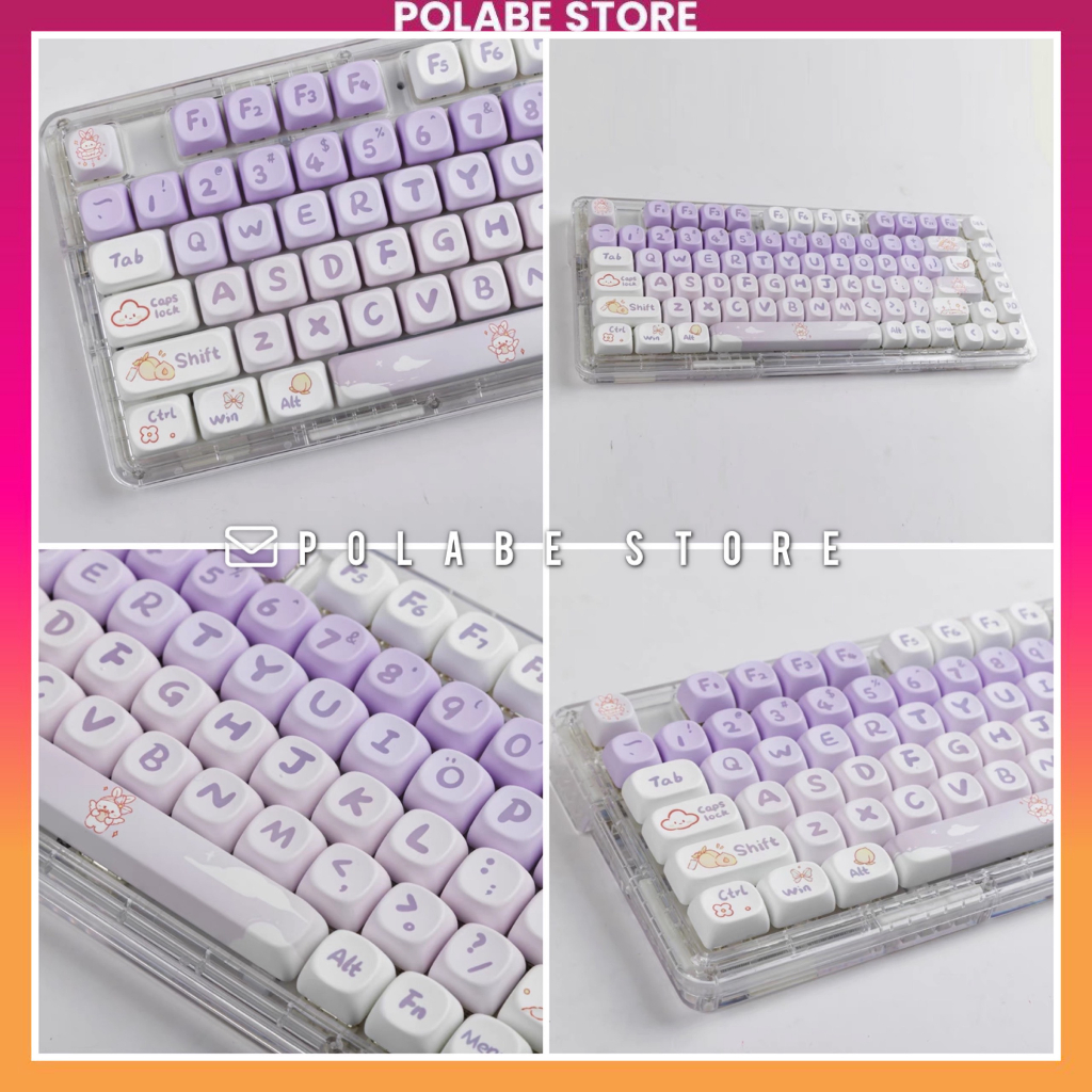 Keycap MOA Purple Rabbit RED Profile chất liệu PBT dyesub dùng trên nhiều layout bàn phím cơ - Polabe Store