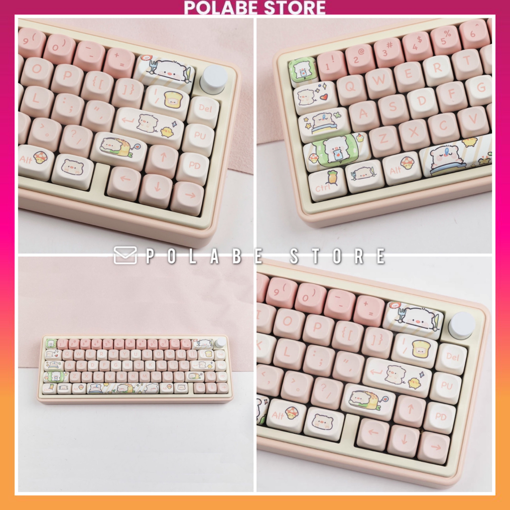 Keycap MOA Pink Pig Profile chất liệu PBT dyesub, hơn 13x nút dùng trên nhiều layout bàn phím cơ - Polabe Store