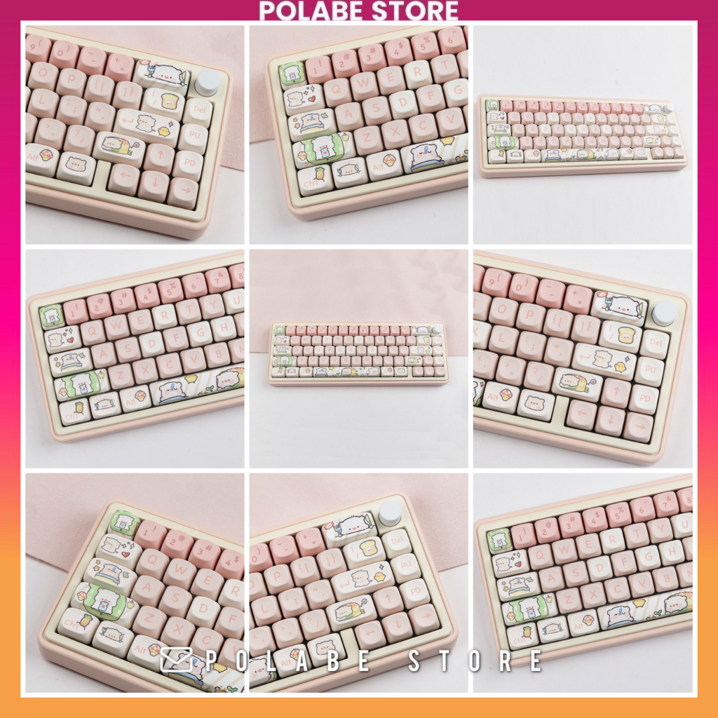 Keycap MOA Pink Pig Profile chất liệu PBT dyesub, hơn 13x nút dùng trên nhiều layout bàn phím cơ - Polabe Store