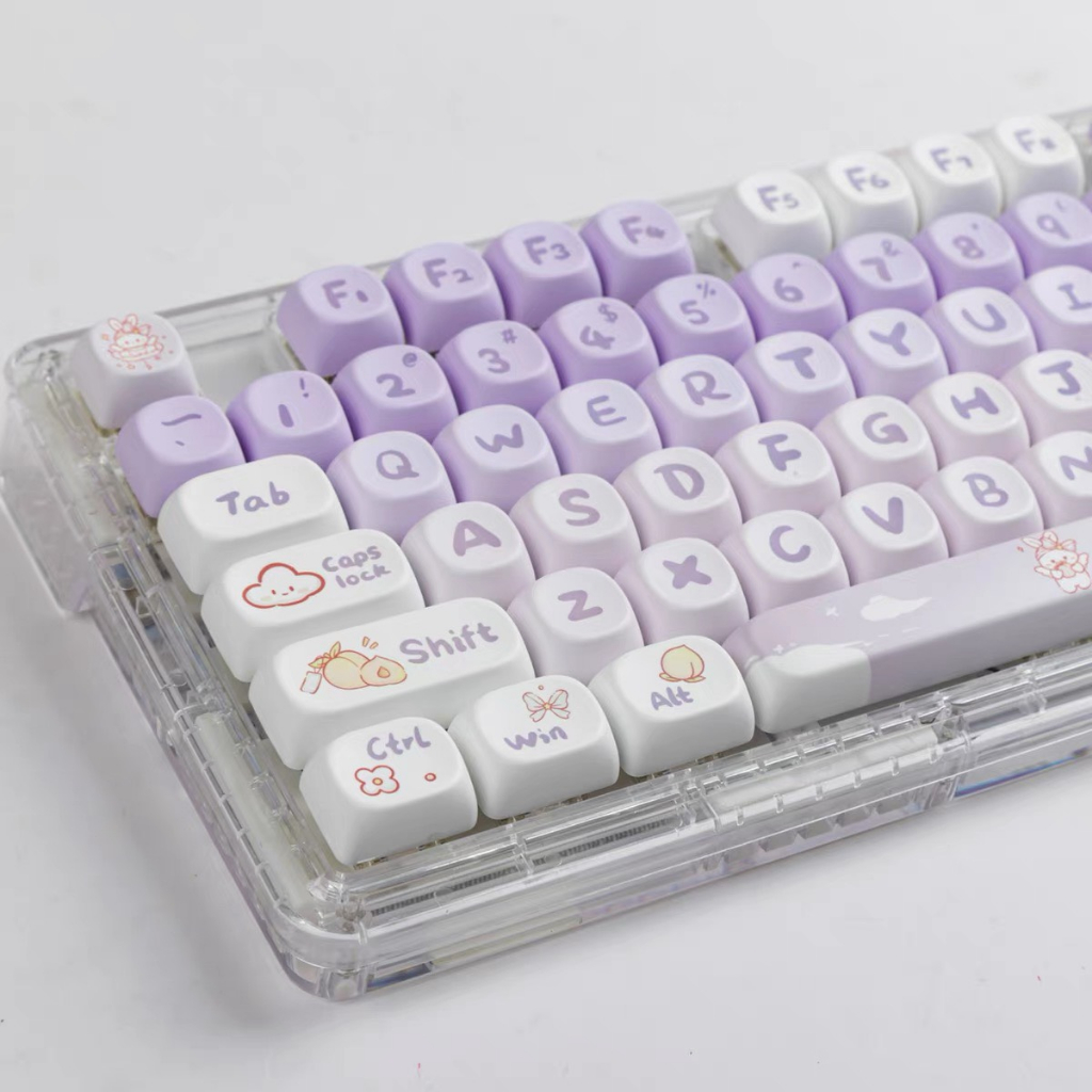 Keycap MOA Purple Rabbit RED Profile chất liệu PBT dyesub dùng trên nhiều layout bàn phím cơ - Polabe Store