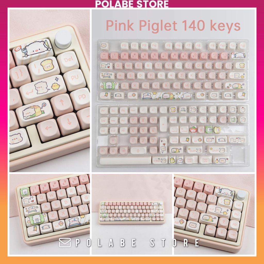 Keycap MOA Pink Pig Profile chất liệu PBT dyesub, hơn 13x nút dùng trên nhiều layout bàn phím cơ - Polabe Store