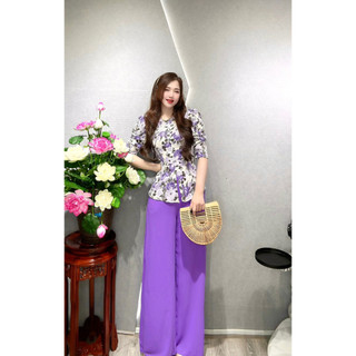 BỘ BÀ BA LỤA HOA NHÍ 3D TAY SUÔN