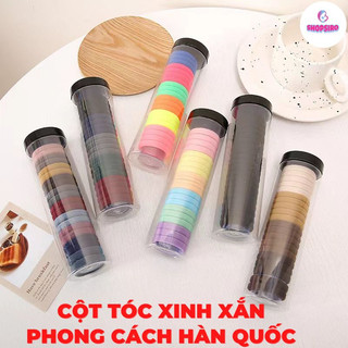 Hộp 20 sợi thun cột tóc nữ, dây buộc tóc nữ m03 nhiều màu xinh xắn phong cách hàn quốc