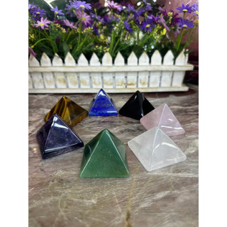 Kim tự tháp mini để bàn đá Thạc Anh tự nhiên 5,1cm x 5,1cm, đá thanh tẩy Tarot, đá phong thuỷ, Reiki
