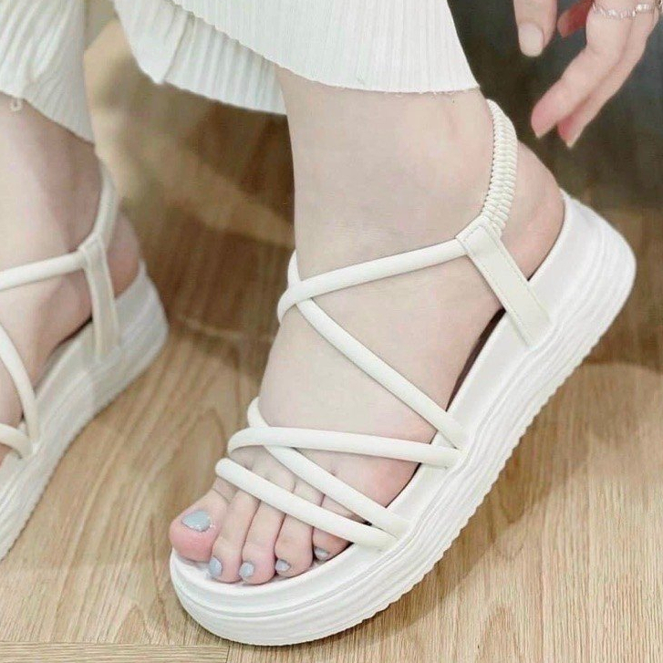 Dép nữ - S𝒂𝒏𝒅𝒂𝒍 𝒏𝒖̛̃ 𝒒𝒖𝒂𝒊 mảnh đế cao 5cm khoét eo hàng QC Hot Hit LuxyShoes  2023