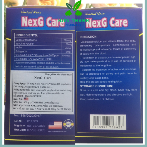 VIÊN UỐNG BỔ SUNG CANXI VÀ VITAMIN D, HỖ CHỢ TĂNG CHIỀU CAO, CHỐNG LOÃNG XƯƠNG CHÍNH HÃNG USA NEXG CARE