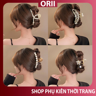Kẹp tóc càng cua Hàn Quốc nữ đẹp hottrend kim loại cỡ size lớn ORII cặp búi tóc dễ thương cào 10 răng, 14 răng