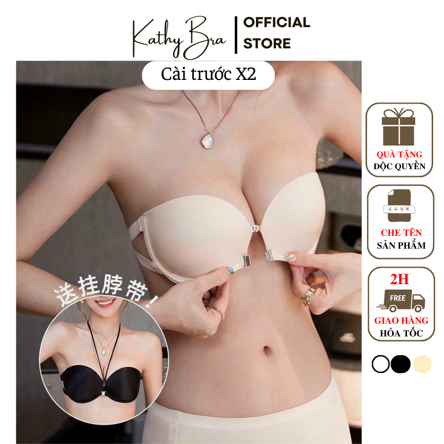 B75 Áo Quây Cài Trước X2 Không Dây KATHY BRA Không Gọng Gom Ngực Tạo Khe Đệm 1.8cm Đa Năng Ứng Dụng Đa Phong Cách