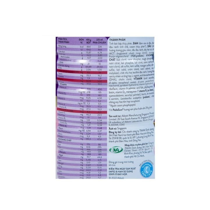 COMBO 2 LON Sữa Pediasure 850g Hương Vani date 2025