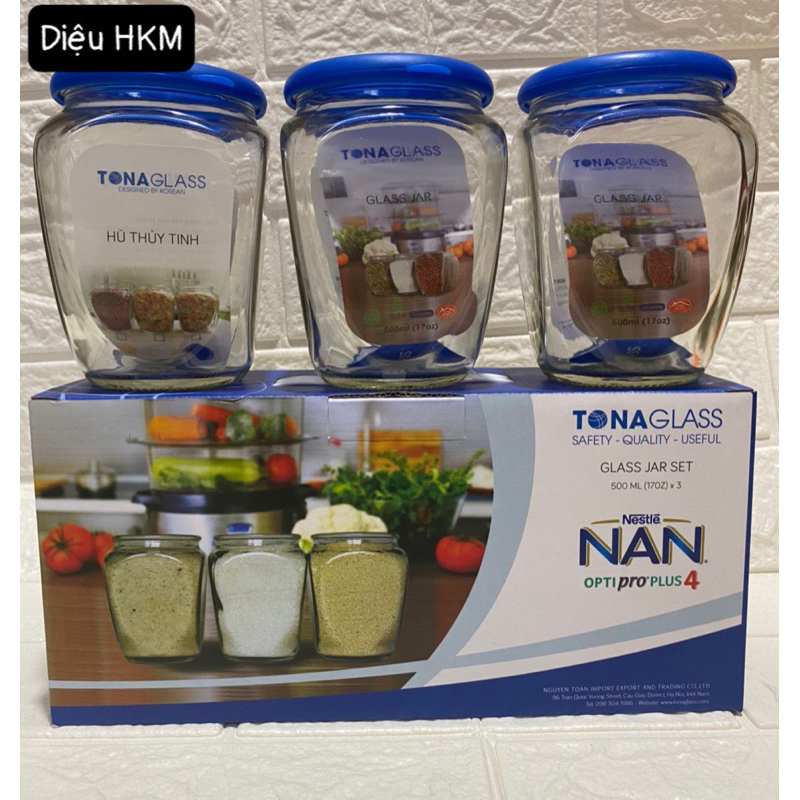 BỘ 3 LỌ THUỶ TINH