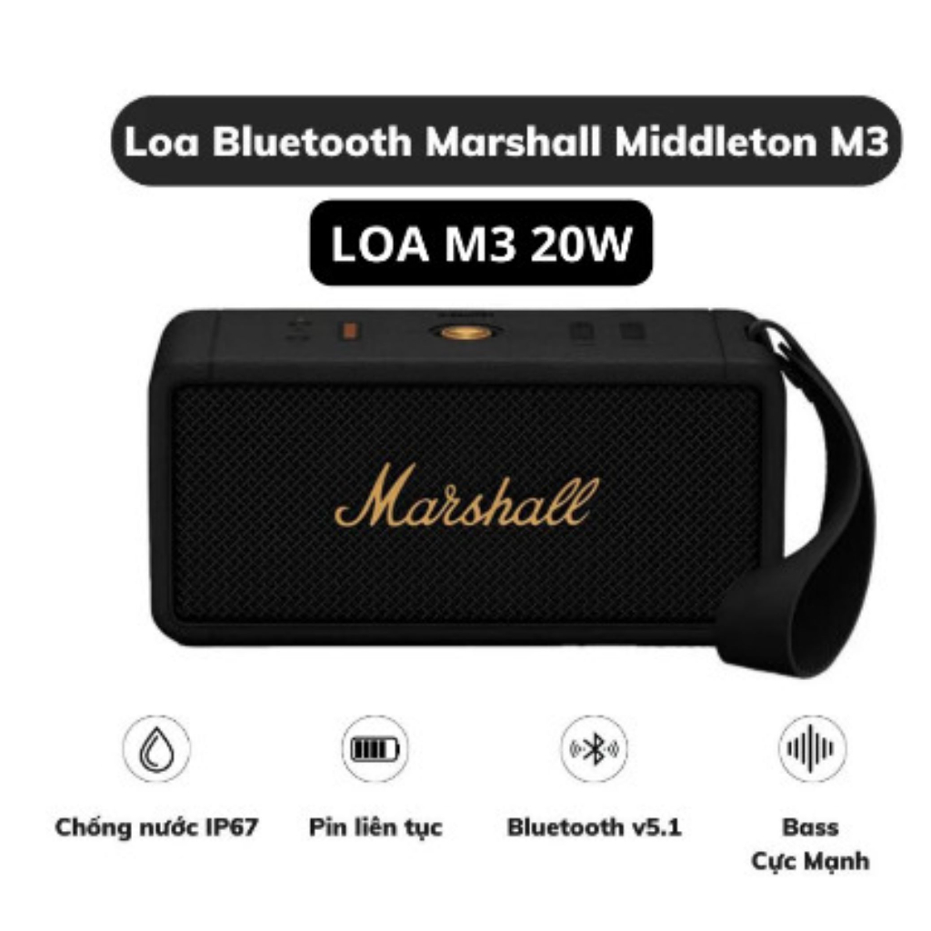 Loa bluetooth Marshall M3 phiên bản 2023 công xuất 20w pin trâu âm thanh chất lượng chống nước TECHHIGH | BigBuy360 - bigbuy360.vn