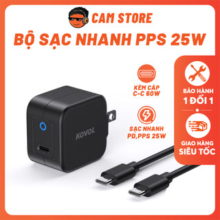 Bộ sạc nhanh kovol 25w - sạc siêu nhanh pd, pps 25w kèm dây c-c 1.5m