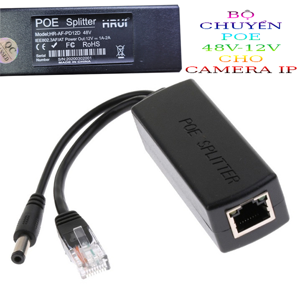 BỘ TÁCH TÍN HIỆU POE SPLITTER Tách POE 48V ra 12V, 5V cho camera imou ezviz hikvision dahua - TRANGIATELECOM