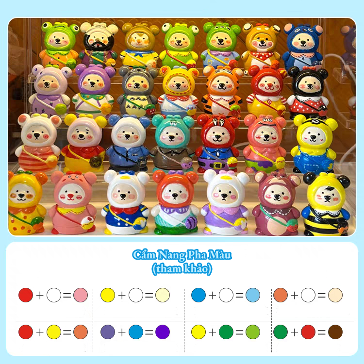 Tượng Thạch Cao Tô Màu Tượng Gấu Béo Size Mini Kuromi Melody Cinnamoroll