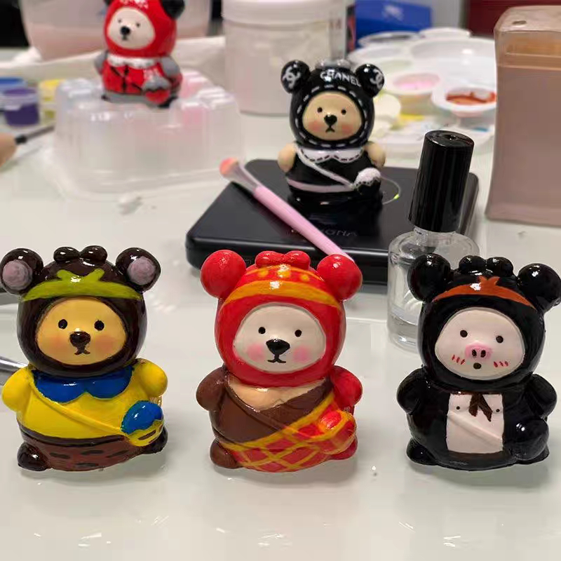 Tượng Thạch Cao Tô Màu Tượng Gấu Béo Size Mini Kuromi Melody Cinnamoroll