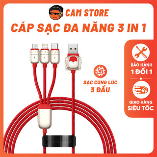 Cáp sạc nhanh 3 đầu baseus 3.4a - cáp 3 in 1, microusb, type-c, lightting