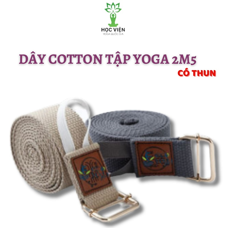 Dây tập yoga 2.5m sợi bông tự nhiên, dây đai coton hữu cơ tập yoga , dây đai lưng chỉnh hình chống gù lưng