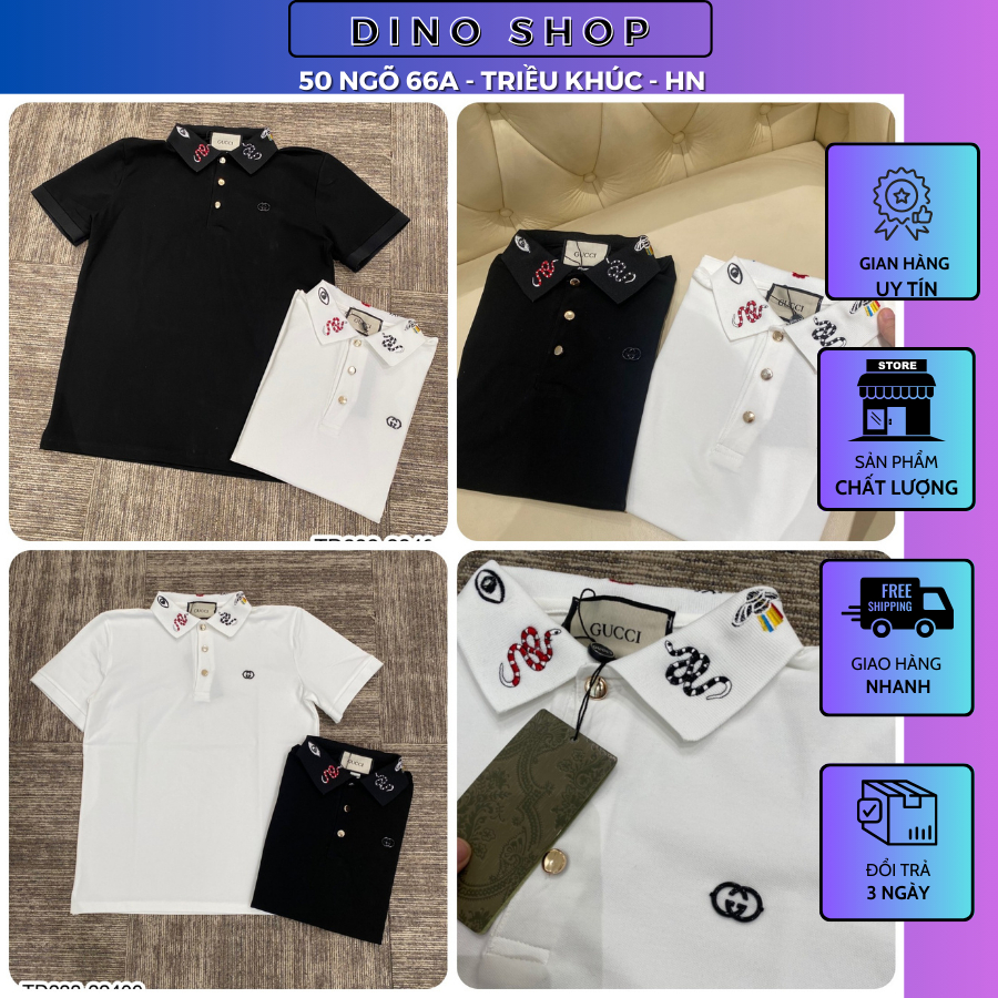 Áo Polo G.C Nam Thêu Sticker Viền Kẻ Cổ Siêu Đẹp - Áo Polo GC Nam Nữ Thêu Hình Cực Nét