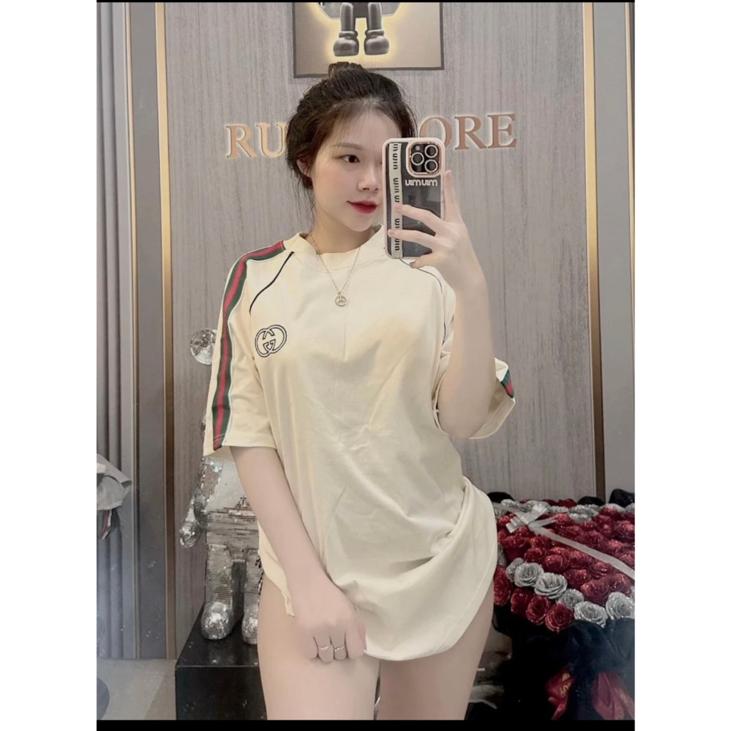 Áo Phông Gucci Chất Cotton Co Dãn 4 Chiều Logo Thêu-Áo Thun Gucci Thêu Soc Xanh Đỏ Hottrend 2023