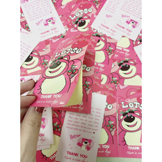 Tem gấu dâu losto decal dán hộp carton, tem thank you gấu dâu lotso tem thank you dán niêm phong hộp - size 10.5x5.5