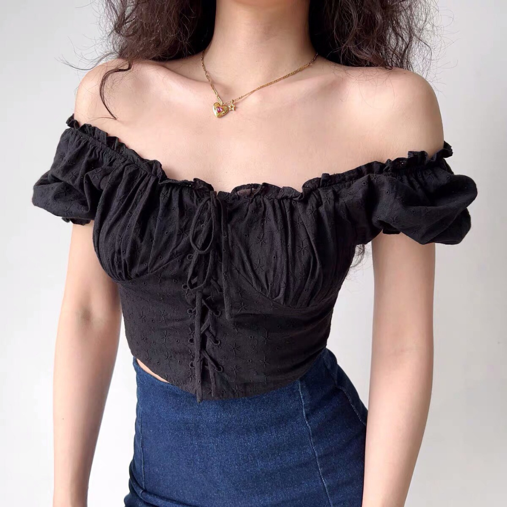 Áo croptop thô thêu đang dây siêu dễ thương BIGSIZE H005