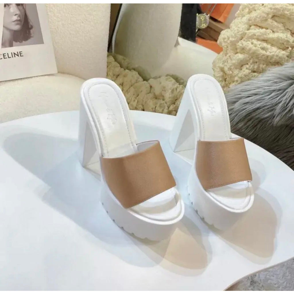 Dép cao gót nữ đế răng cưa,gót trụ cao 10cm.đế đúc pu siêu nhẹ
