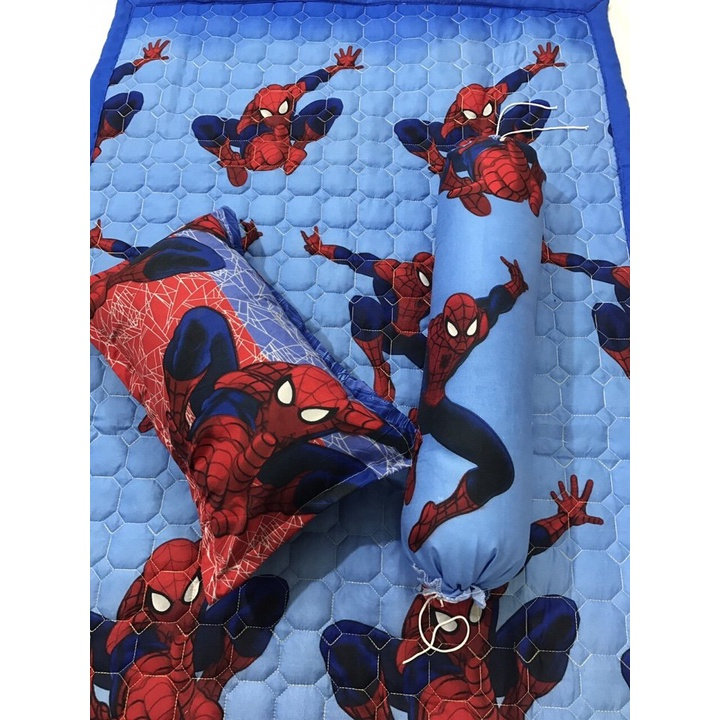 Bộ chăn gối  nệm cho bé , set 3 món cho bé đi học cotton poly thoáng khi hoạ tiết màu hình thú ngộ nghĩnh đáng yêu