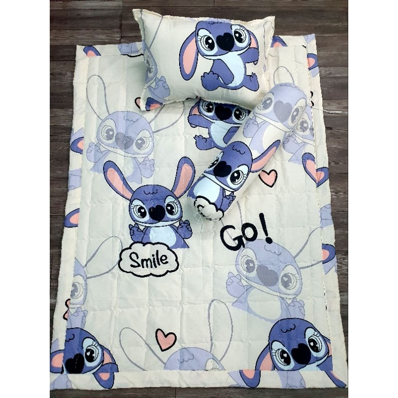 Bộ chăn gối  nệm cho bé , set 3 món cho bé đi học cotton poly thoáng khi hoạ tiết màu hình thú ngộ nghĩnh đáng yêu