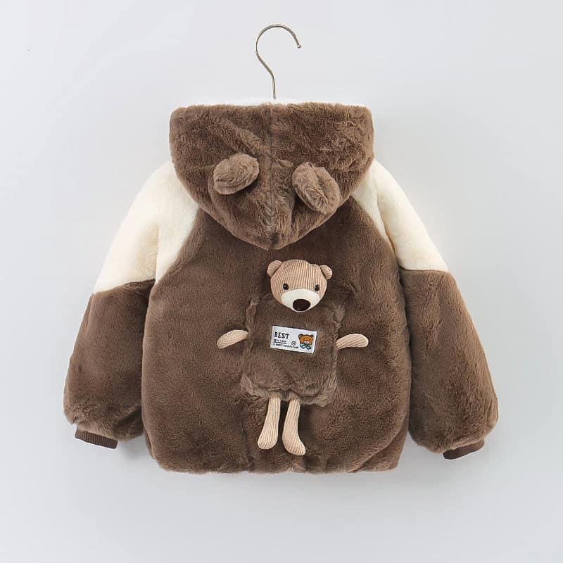 Áo khoác cho bé,Áo khoác lót lông gấu cho bé 8 đến 20kg A0109