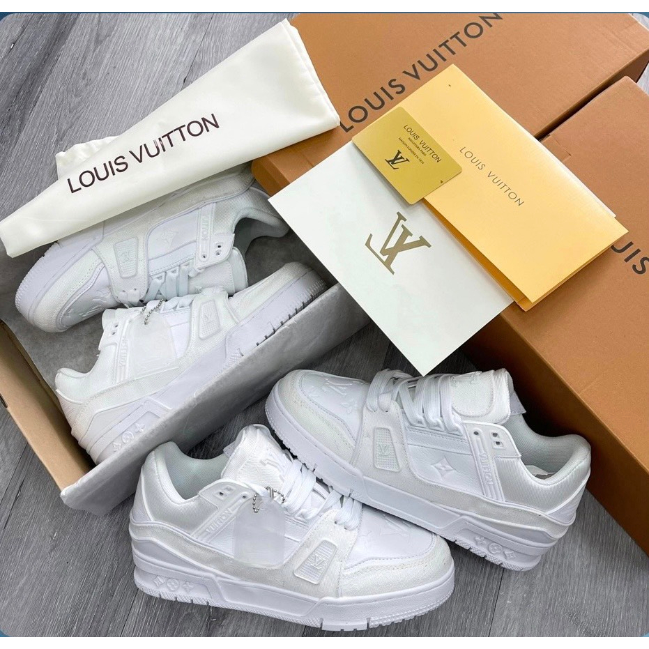 Giày LV Trắng Nam Giày LV Louis Vuitton Trainer Trắng Đen, Giày Sneaker LV Thể Thao Nam Nữ Hot TrendHàng Cao CấpTrắng Ho