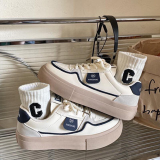 Giày thể thao nữ chất da mềm mịn đế 4cm KANG