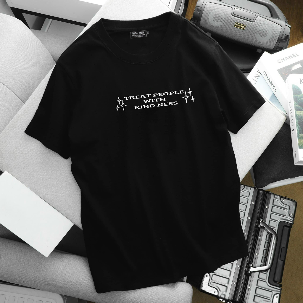 Áo thun cotton bigsize nam in chữ nghệ thuật thời trang cỡ đại 140kg - treat