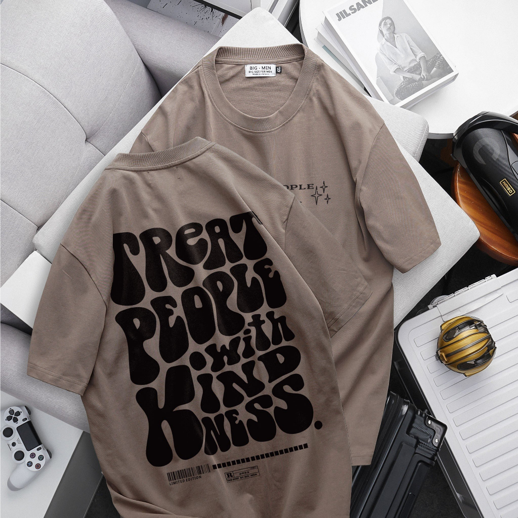 Áo thun cotton bigsize nam in chữ nghệ thuật thời trang cỡ đại 140kg - treat