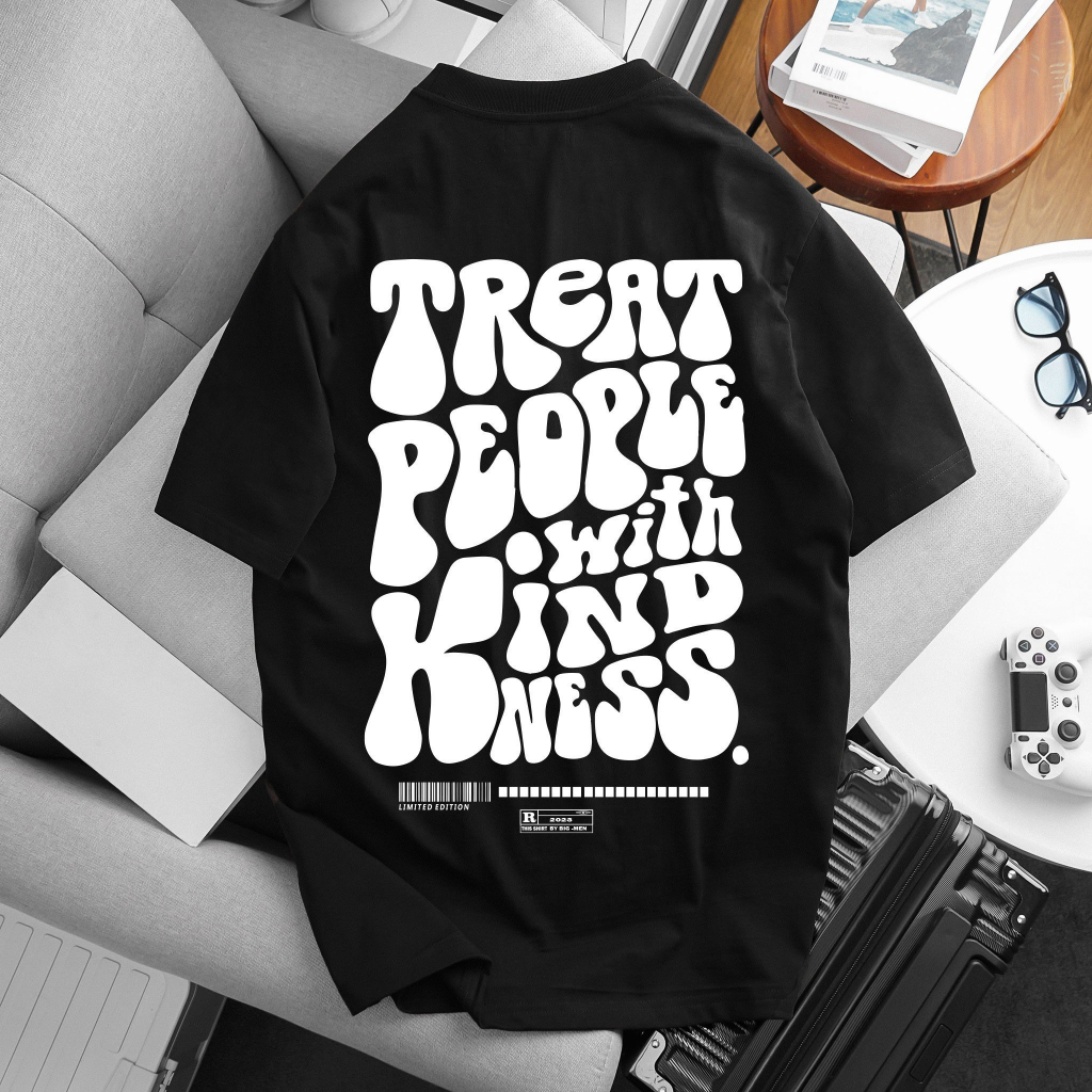 Áo thun cotton bigsize nam in chữ nghệ thuật thời trang cỡ đại 140kg - treat