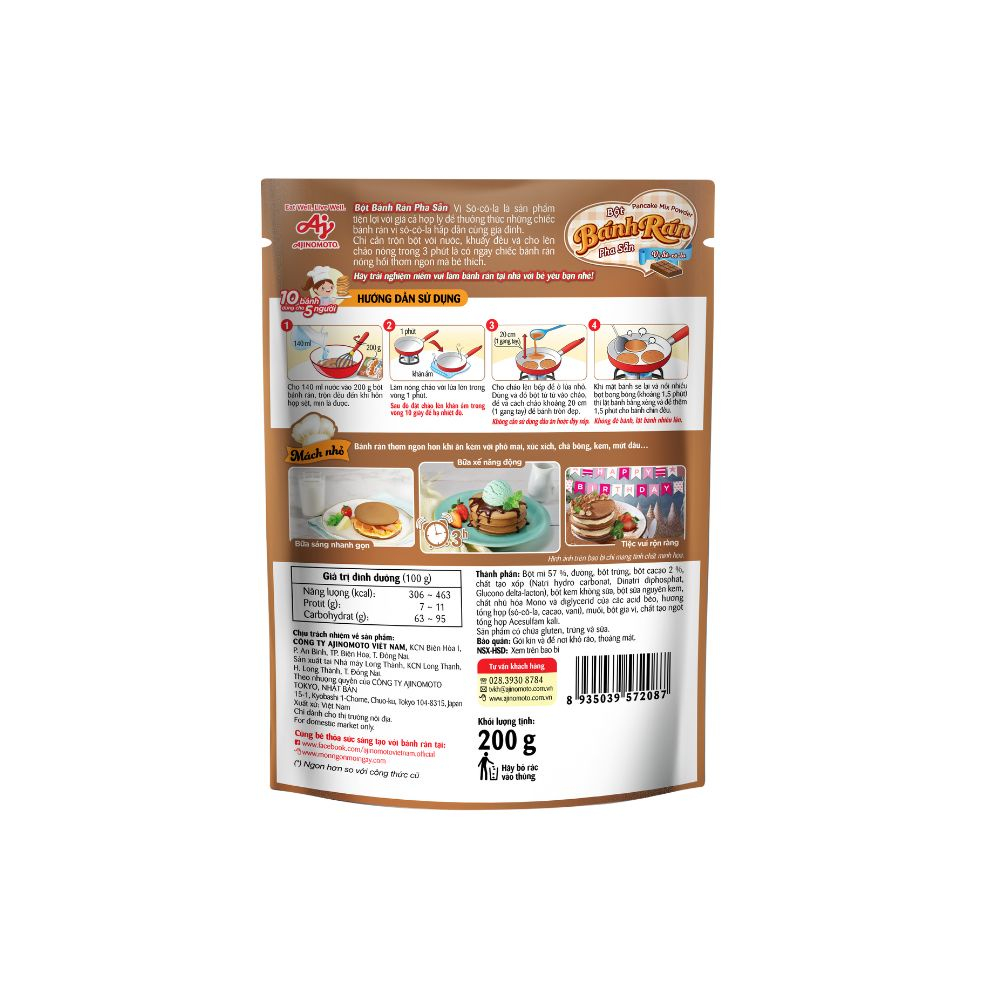 Bột Bánh Rán Pha Sẵn Vị Sô-cô-la Ajinomoto