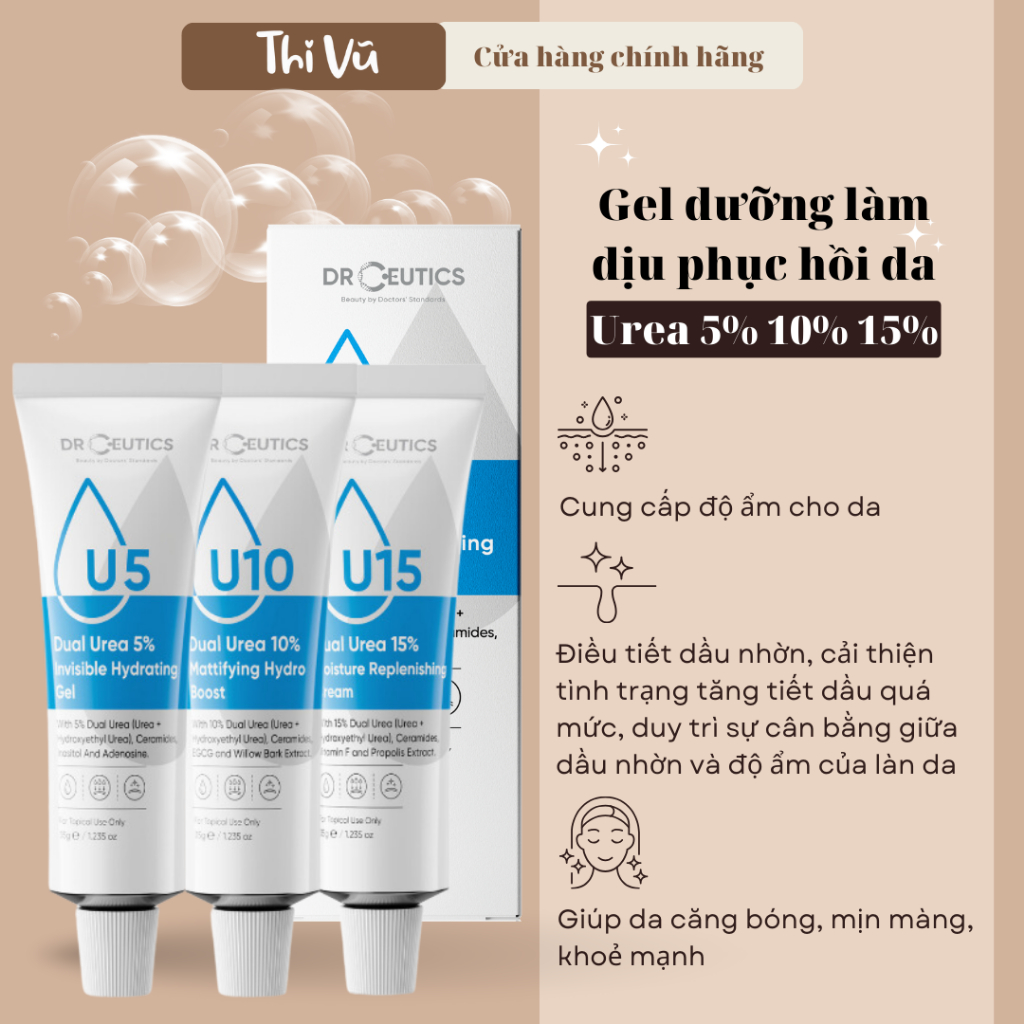 Gel Dưỡng Ẩm Và Phục Hồi Da Drceutics Dual Urea 5%, 10%, 15% U5 U10 U15 Dr Ceutics 35g - Thi Vũ